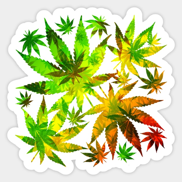 Marijuana Cannabis Leaves Pattern Sticker by BluedarkArt